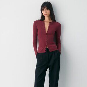 Aritzia Burgundy Shelly cardigan